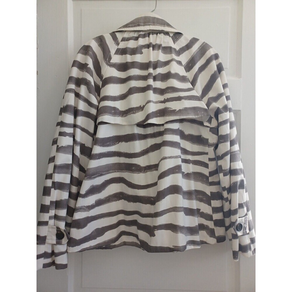 J.Crew zebra swing jacket 12 gray animal print cottonblend short trench classic - Picture 7 of 10
